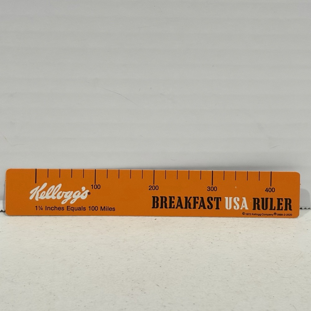 Vintage 1972 Kellogg's Breakfast USA Ruler Plastic Advertising Premium Map Scale